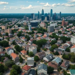 Aerial view of affordable housing units in Atlanta, Georgia