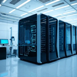 Futuristic supercomputer representing AI and scientific research at Georgia Tech
