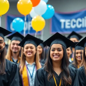 Graduates celebrating at the GNTC Electrical Lineworker program ceremony