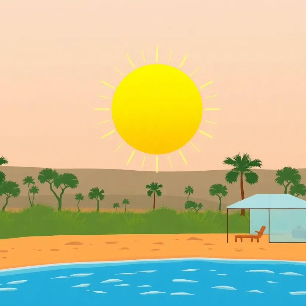 Illustration highlighting heat safety tips in Savannah