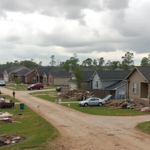 View of damaged homes in Locust Grove after a tornado