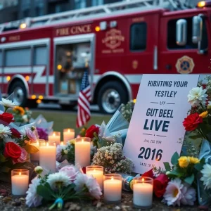Memorial scene for Savannah firefighter Captain Jack 'Ross' Brigdon