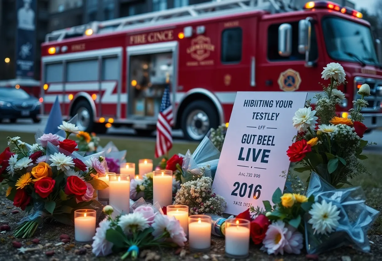 Memorial scene for Savannah firefighter Captain Jack 'Ross' Brigdon