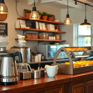 A welcoming interior of Origin Coffee's new location with coffee and pastries