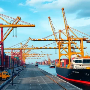 Cranes operating at the Port of Savannah, representing logistics innovation.