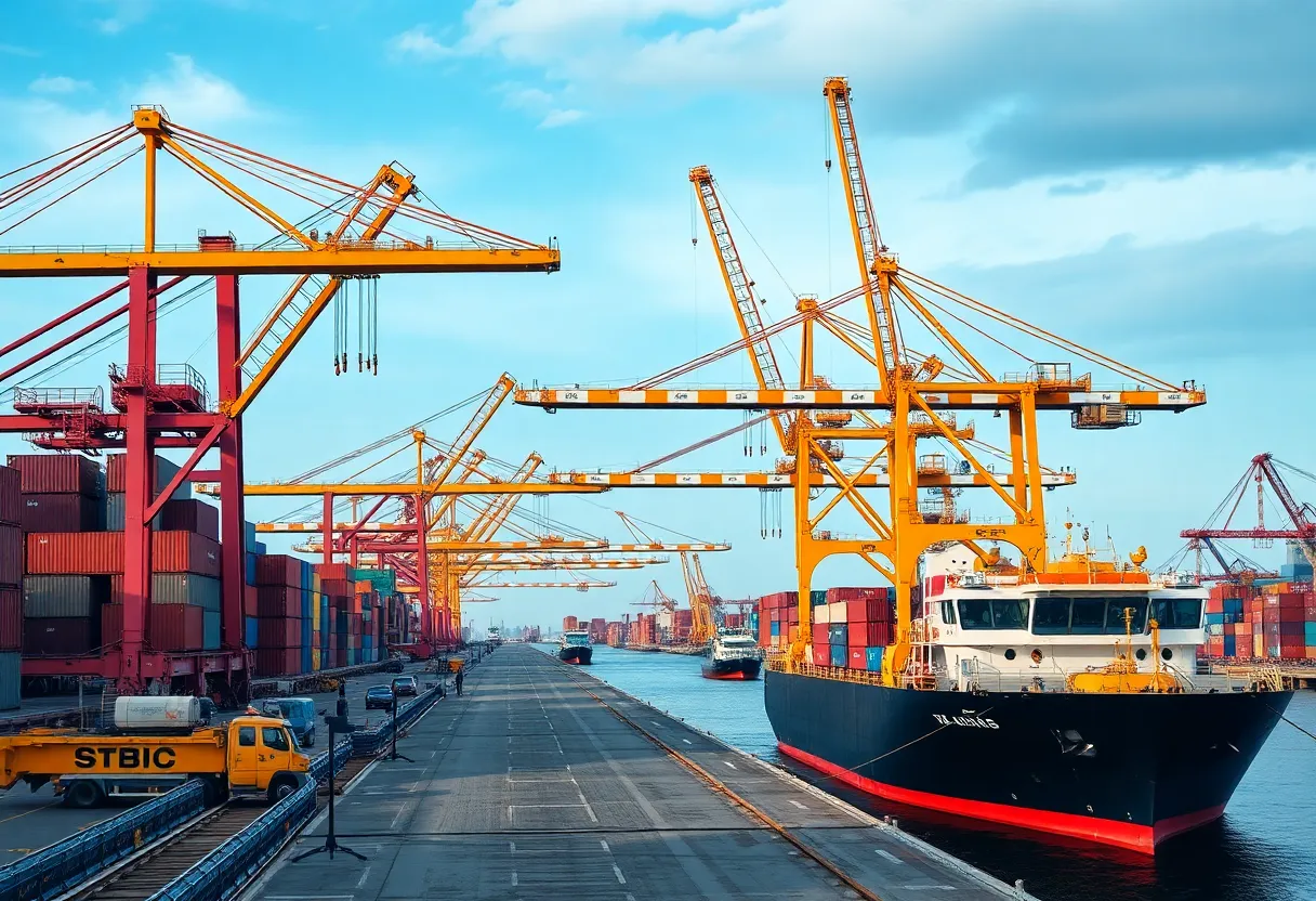 Cranes operating at the Port of Savannah, representing logistics innovation.