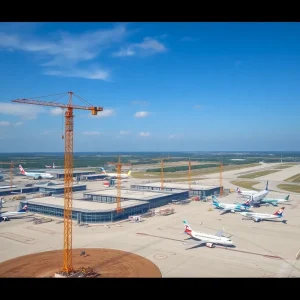 Construction at Savannah Airport for expansion