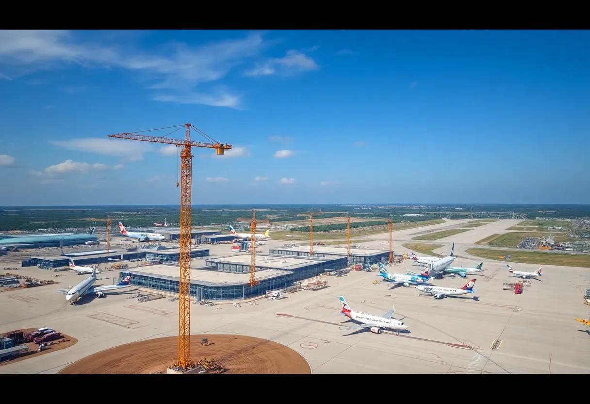 Construction at Savannah Airport for expansion