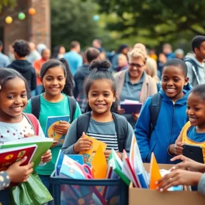 Community gathering for the Savannah Back to School Bash event.