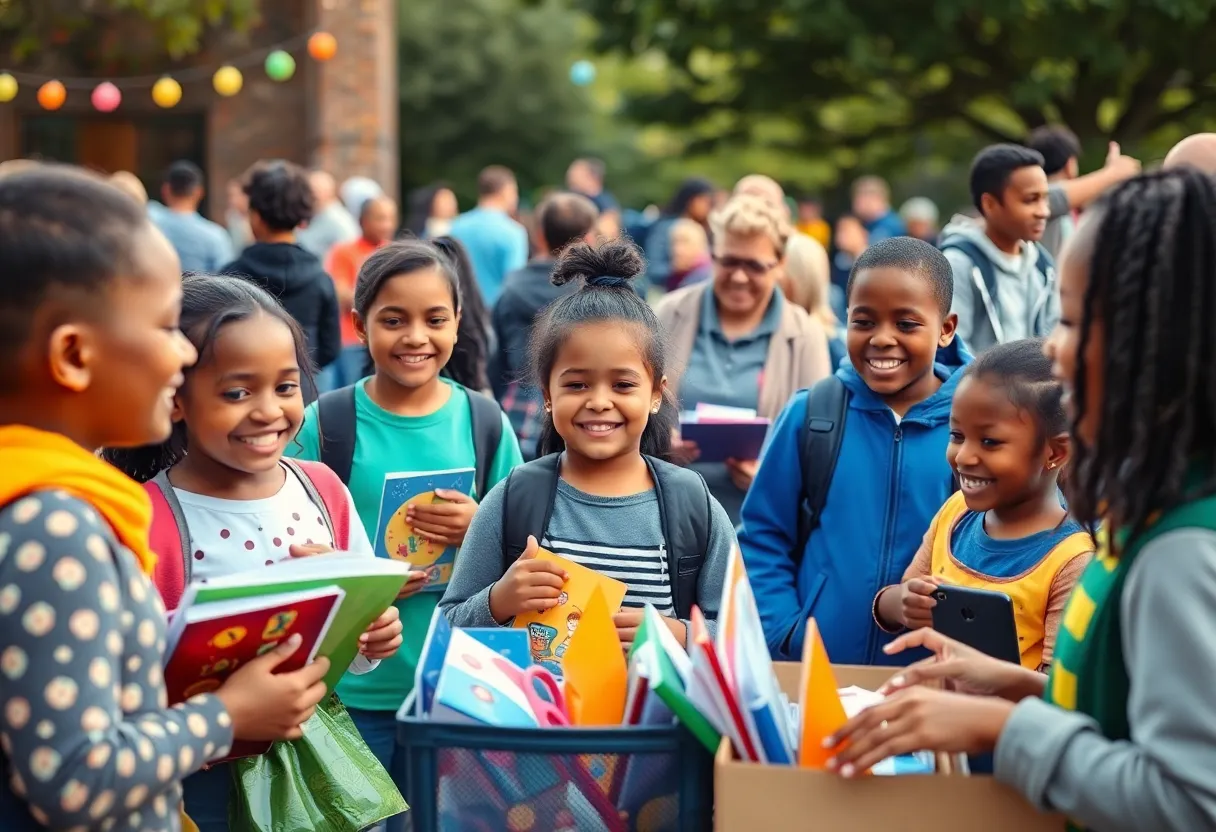 Community gathering for the Savannah Back to School Bash event.