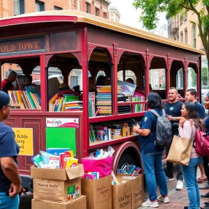 Mobile back-to-school supplies drive in Savannah with workers and supplies