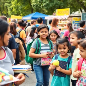 Families participating in a back-to-school event in Savannah