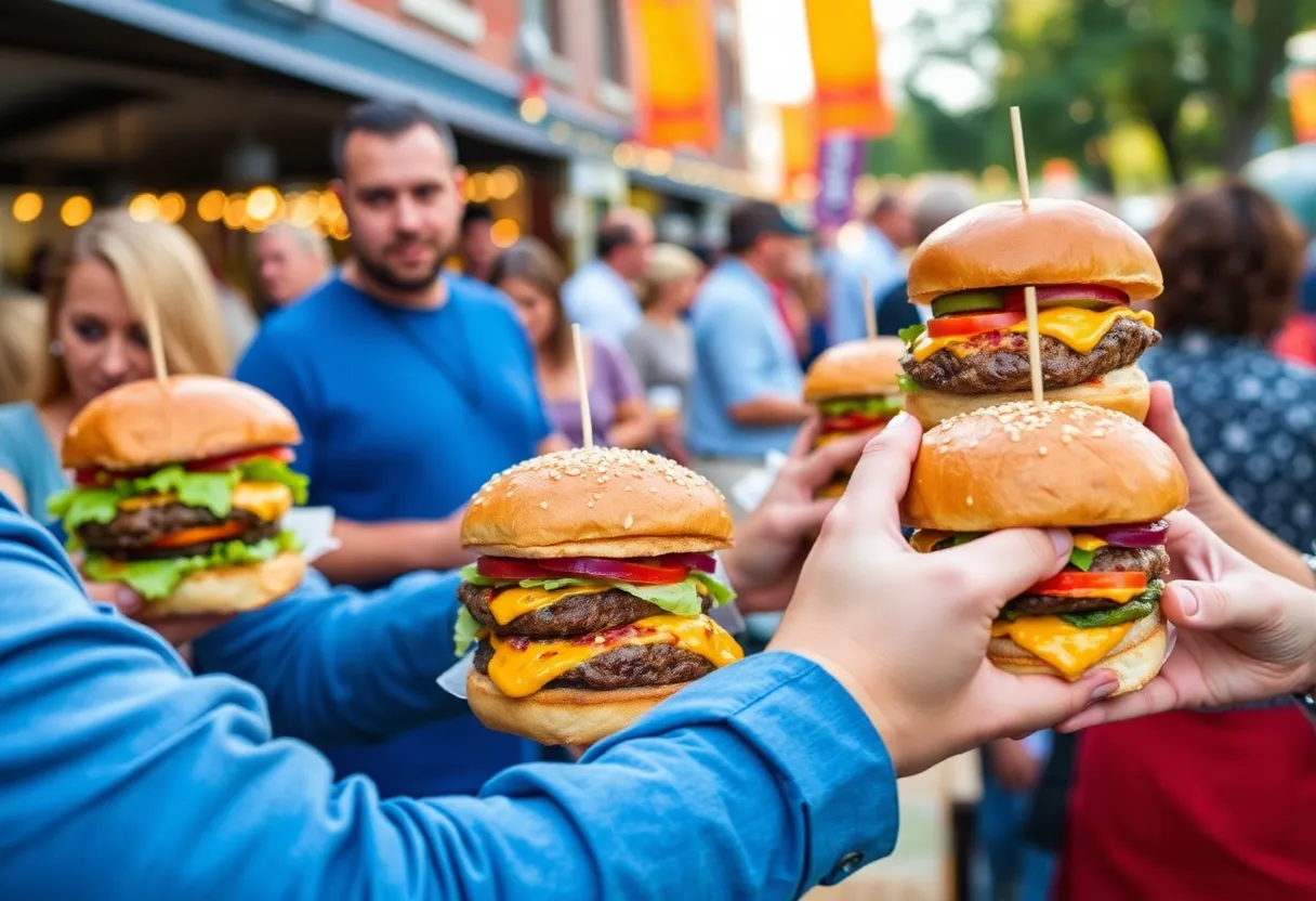 A variety of unique burgers at the Savannah Burger Bash event
