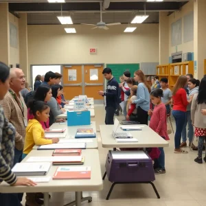 Families participating in the Savannah-Chatham school registration event