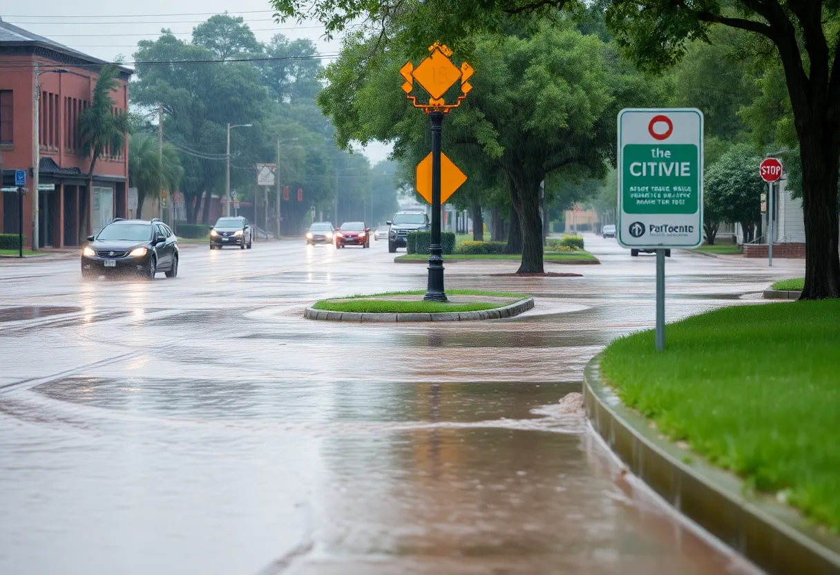 Flooding in Savannah showcasing the impact of heavy rainfall on urban infrastructure