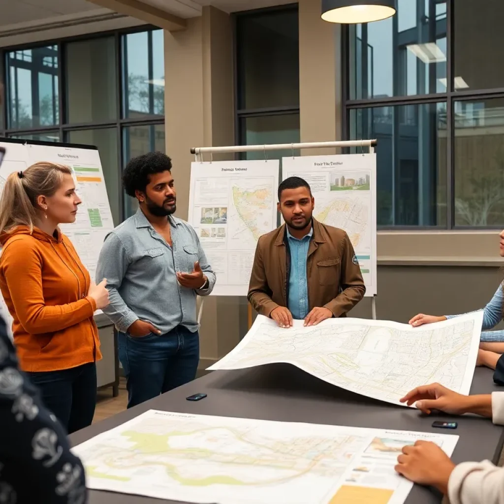 Community members engaged in a city planning meeting for Savannah GPS plan.