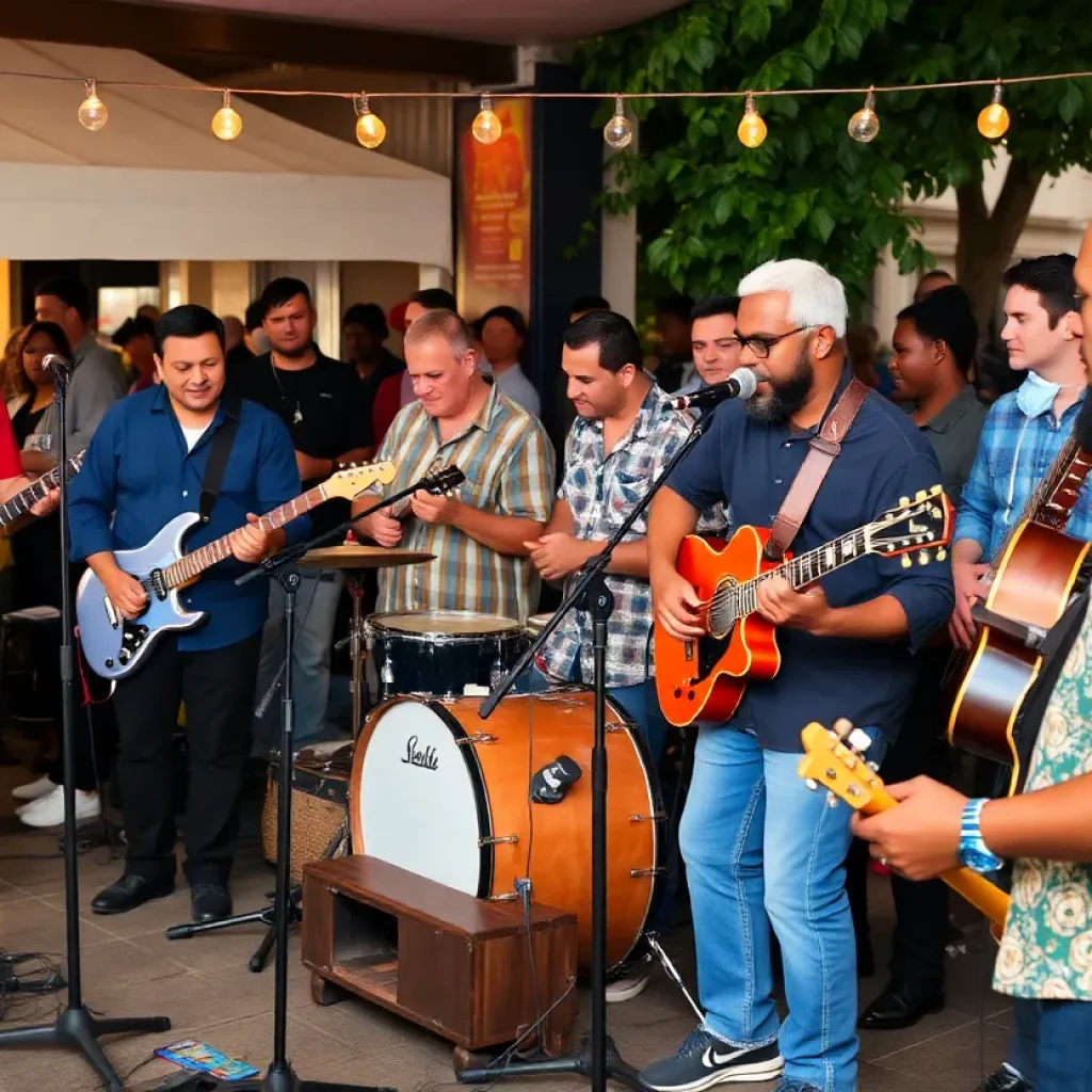 Local musicians performing at a Savannah music event