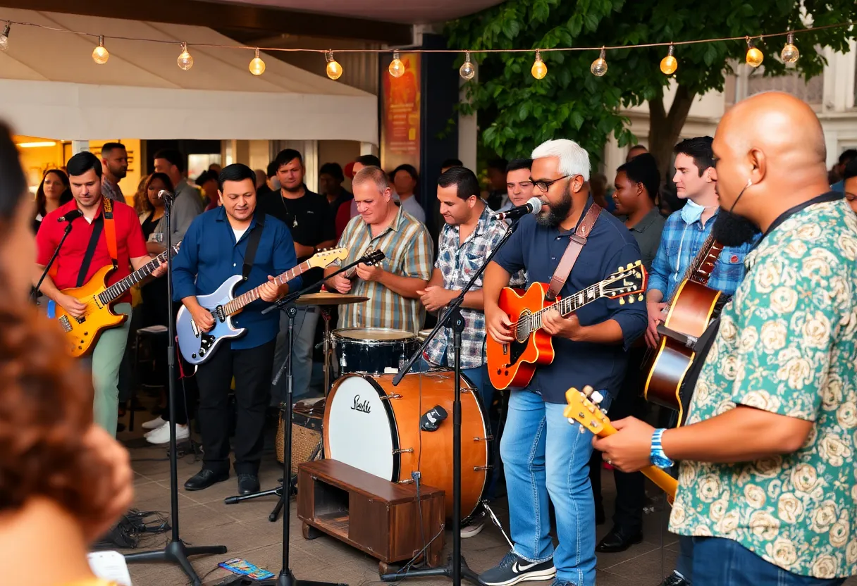 Local musicians performing at a Savannah music event