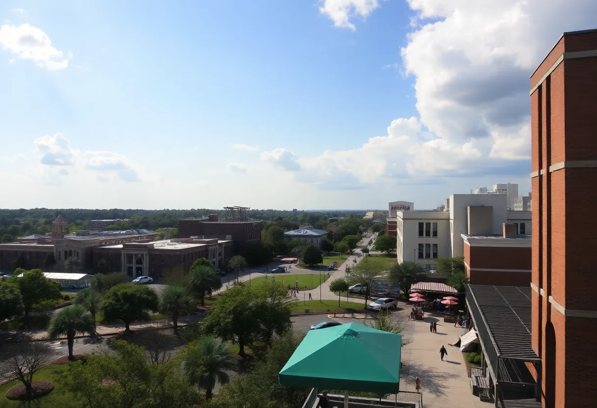 View of Savannah with community activities amidst heat advisory warning