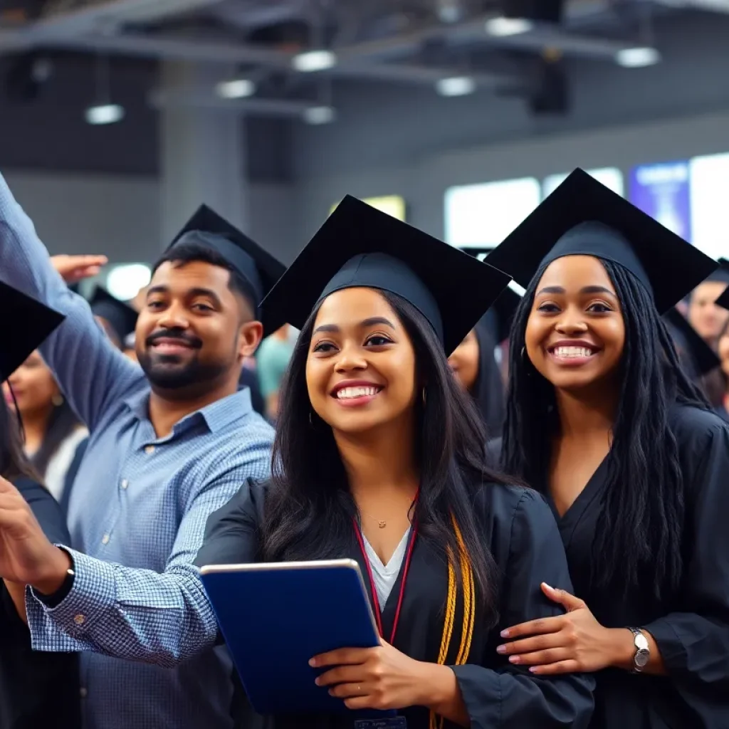 Graduates celebrating at SPARK Savannah graduation ceremony.
