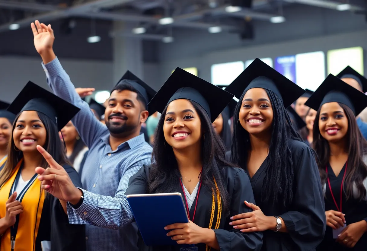 Graduates celebrating at SPARK Savannah graduation ceremony.