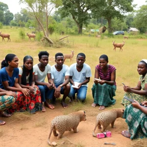 University students conducting a workshop in Ghana