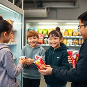 Young brothers managing their vending machine business.