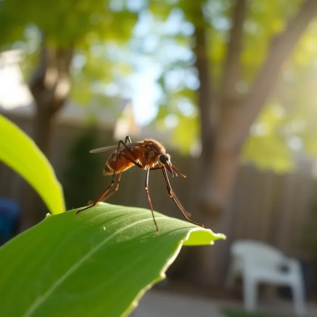 A mosquito resting on a leaf in Savannah, highlighting the West Nile Virus.