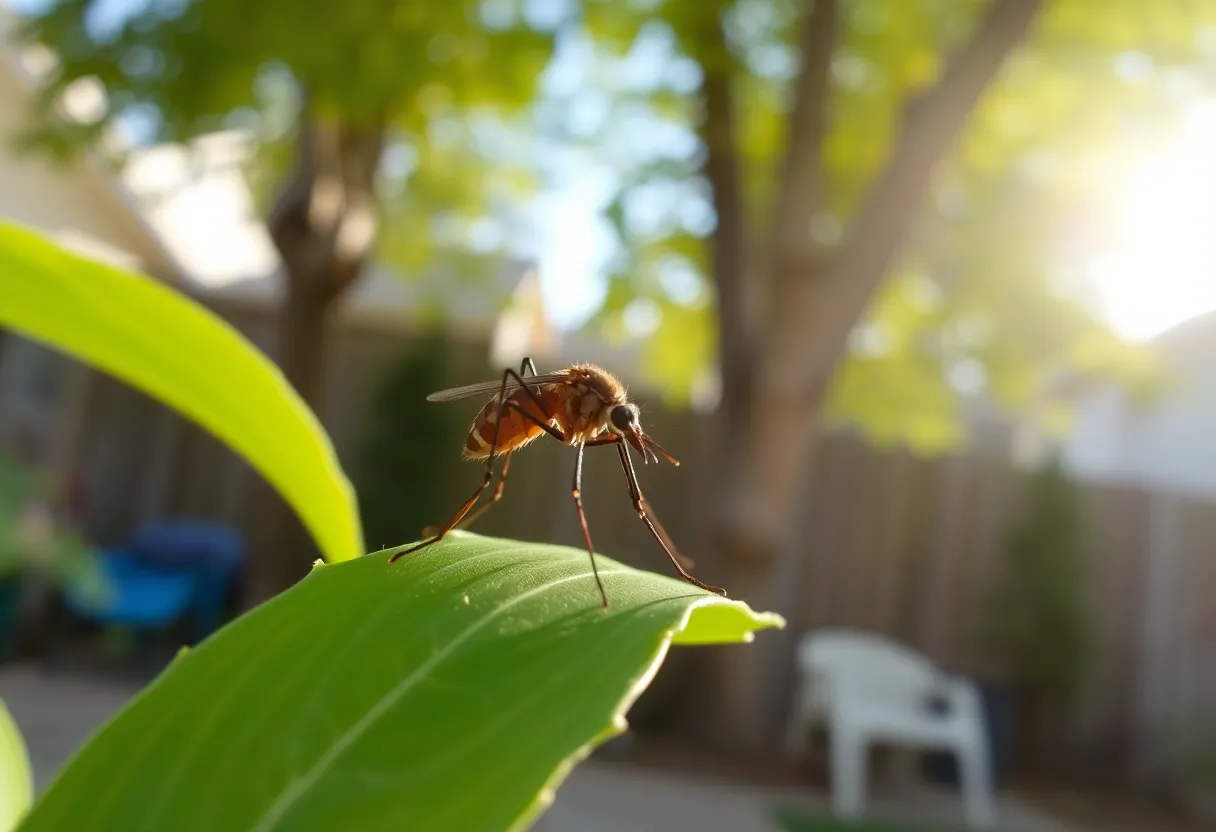 A mosquito resting on a leaf in Savannah, highlighting the West Nile Virus.