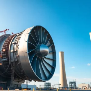 Mitsubishi Power M501JAC gas turbine at Plant Yates under construction