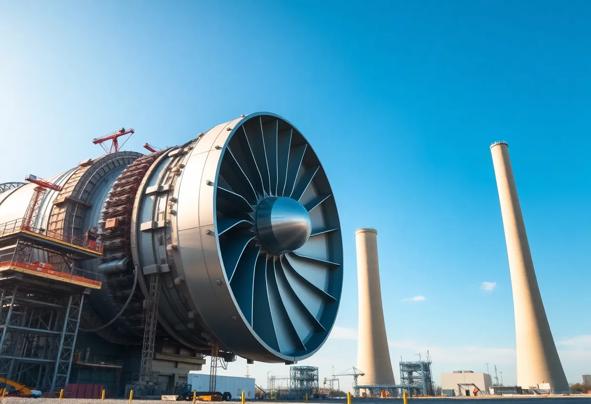 Mitsubishi Power M501JAC gas turbine at Plant Yates under construction
