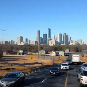 Illustration depicting Atlanta's housing shortage and traffic congestion.
