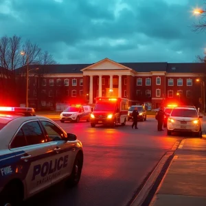 Scene of a shooting incident near Emory University with police and emergency responders