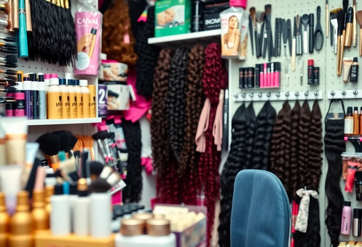 Beauty supply store highlighting Black-owned products and services.