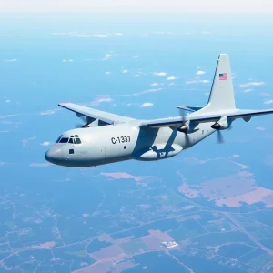 Lockheed Martin C-130J Super Hercules aircraft flying