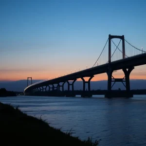 Job Dashboard Cape Fear Memorial Bridge with a dusk sky