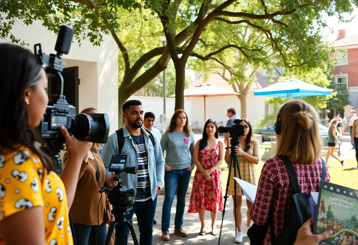 Actors auditioning on a film set in Savannah