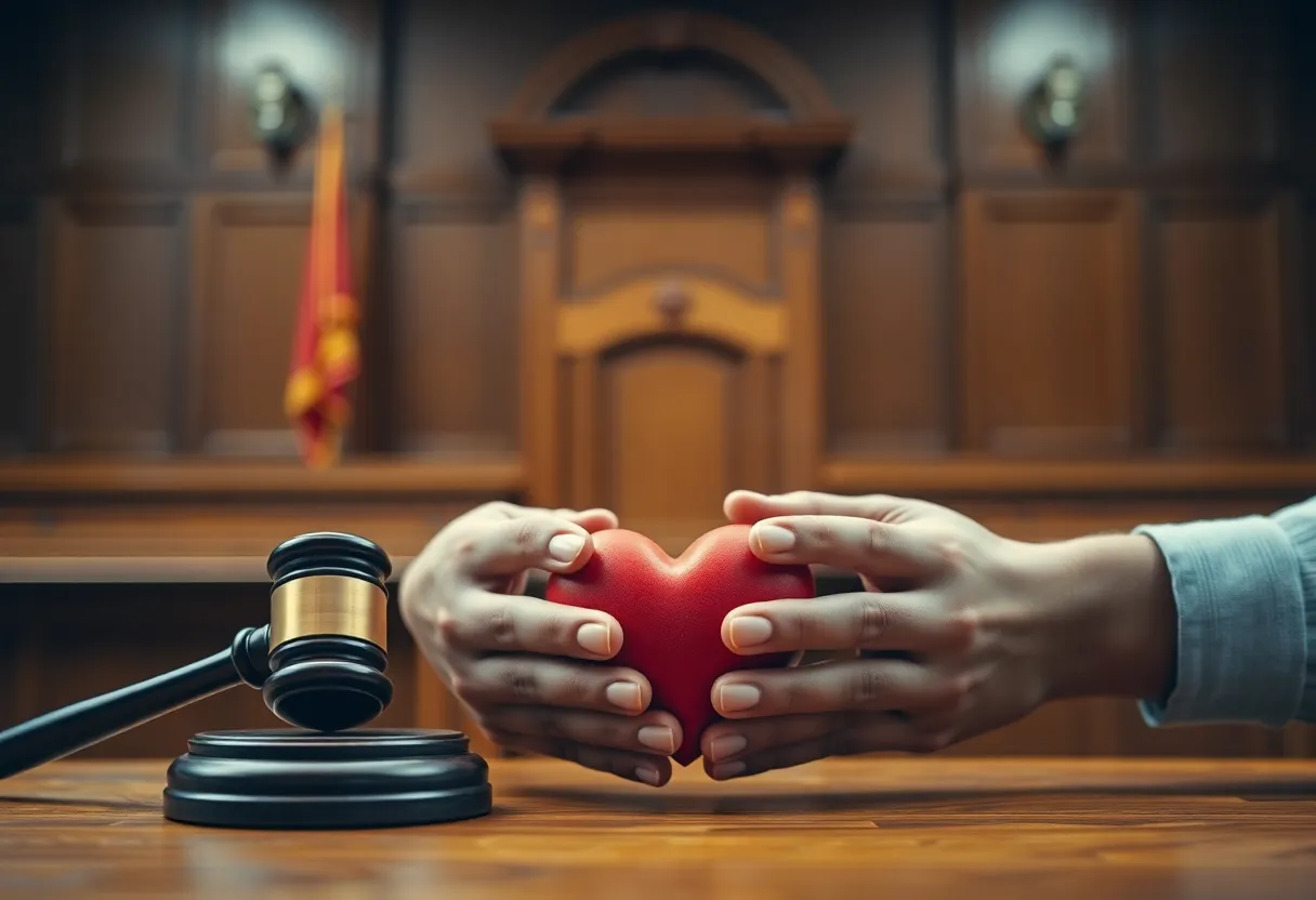 A courtroom emphasizing themes of child welfare and justice