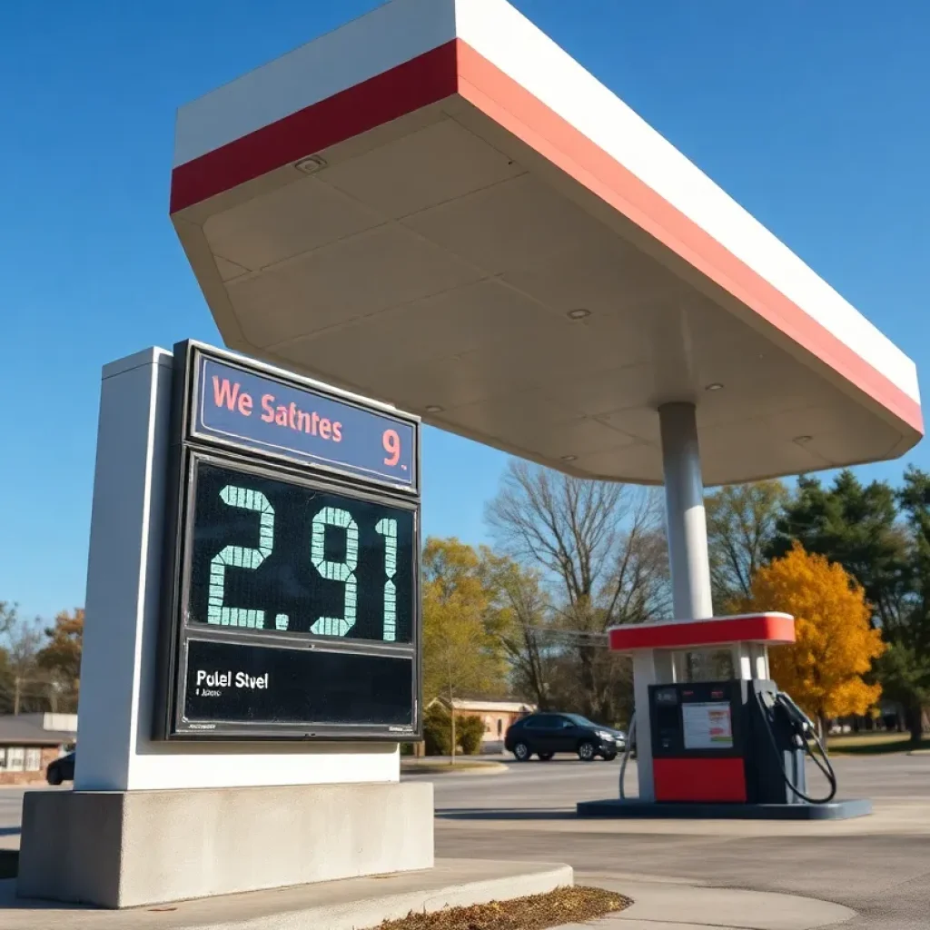Image of a gas station in Georgia displaying gas prices.