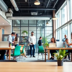 Employees working together in a positive office environment