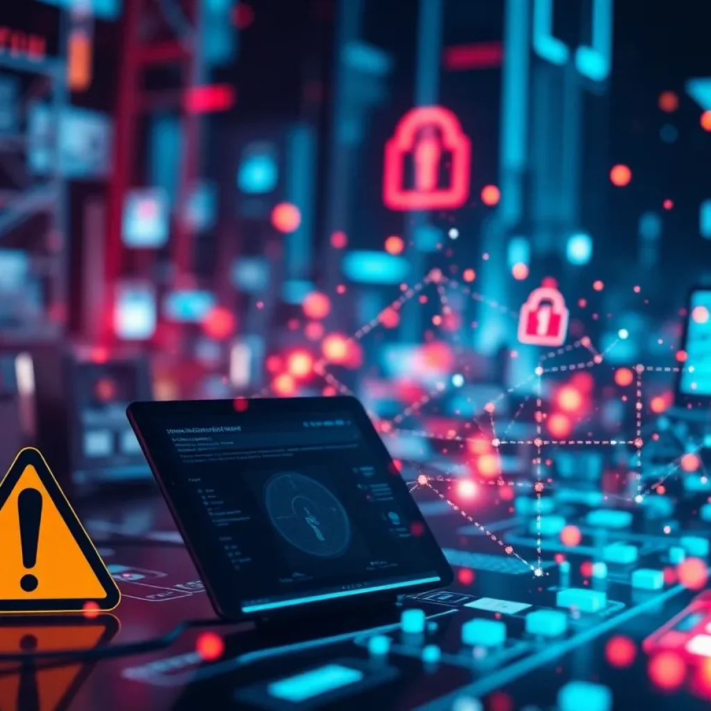 Illustration of cybersecurity threats affecting electronic benefit systems
