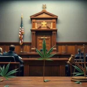 Courtroom illustration of Georgia hemp lawsuit