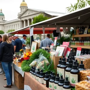 Vibrant hemp market in Georgia showcasing diverse hemp products