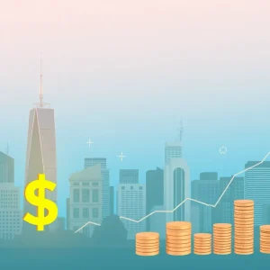 Illustration of Georgia skyline with economic symbols representing tax elimination discussions