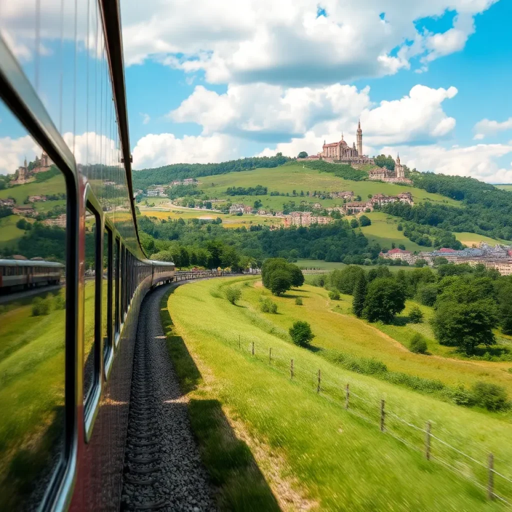 A train traveling through scenic Georgia landscapes
