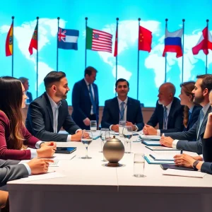Business professionals networking at the Global Business Summit