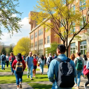 Gordon State College campus with students learning