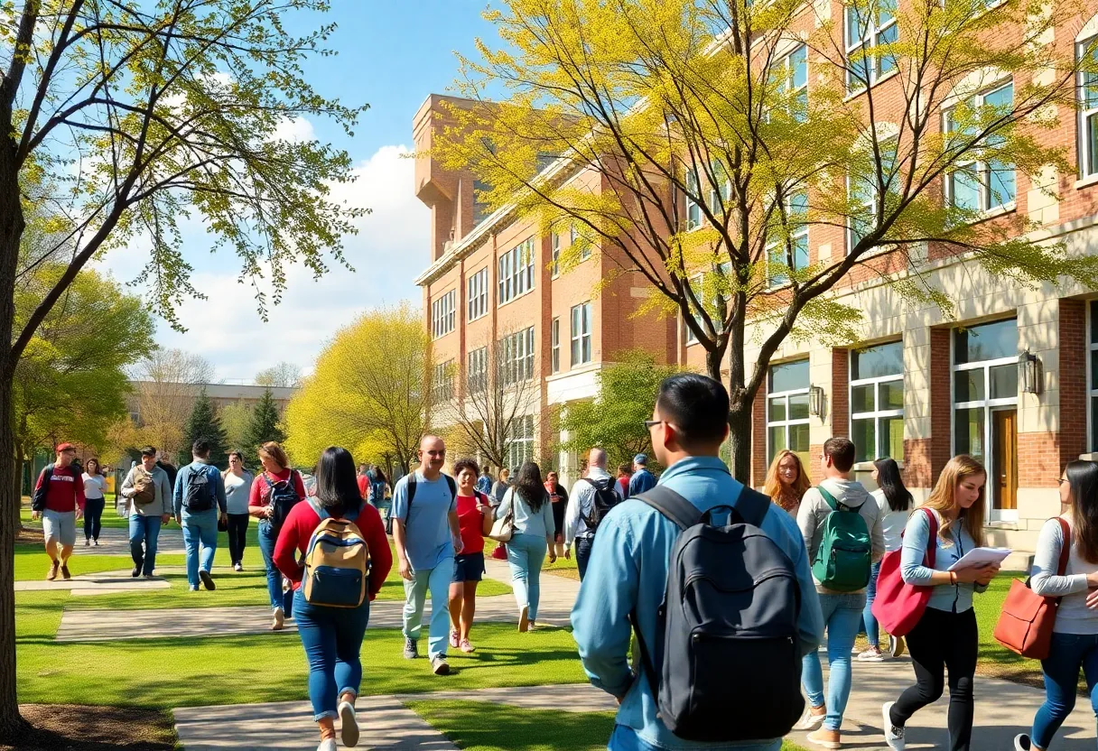 Gordon State College campus with students learning