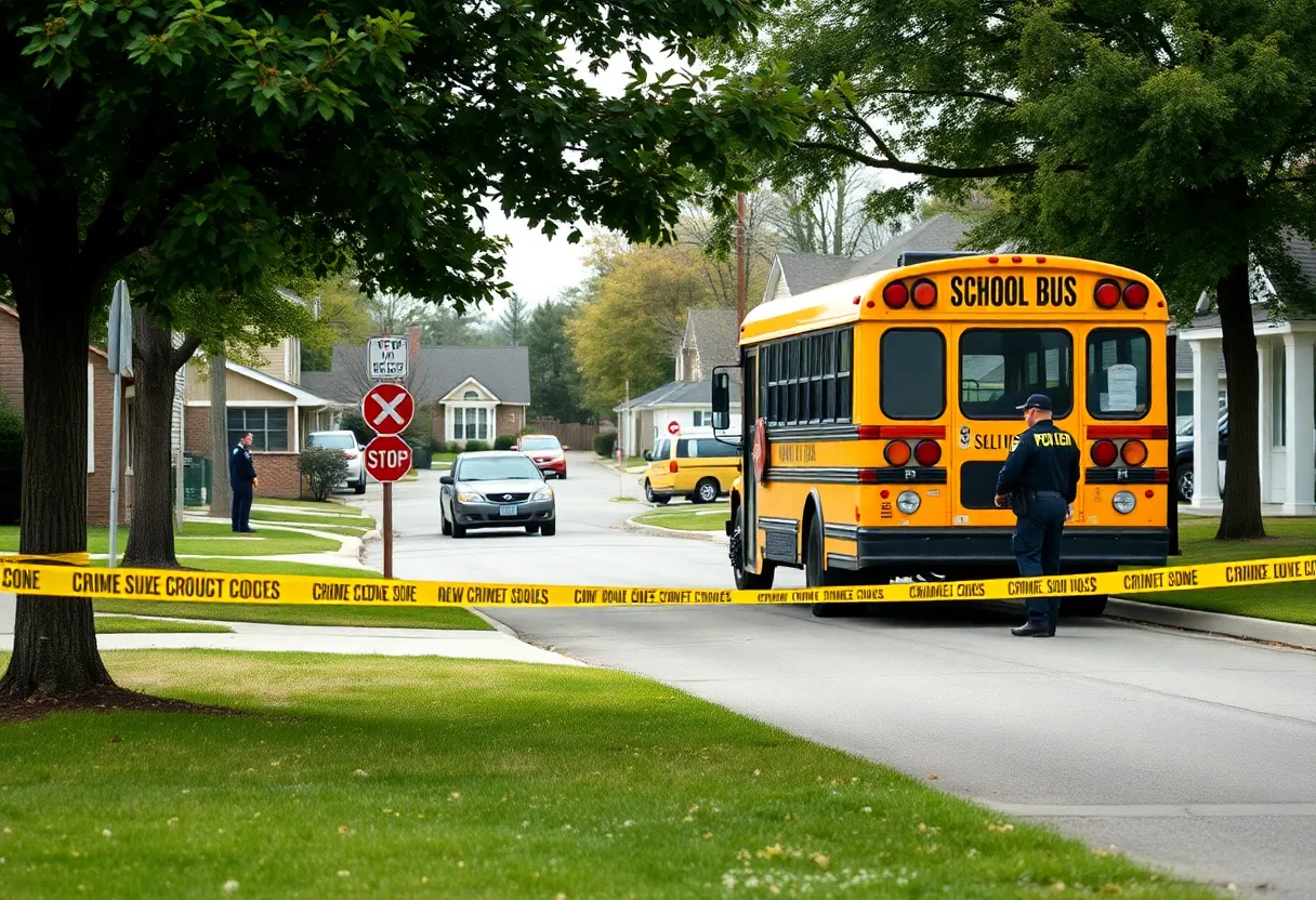 Police activity near a school bus stop in Savannah after a shooting incident.