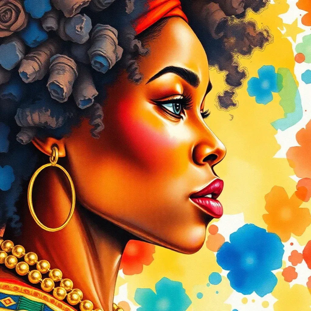 Vibrant watercolor art representing African-American culture